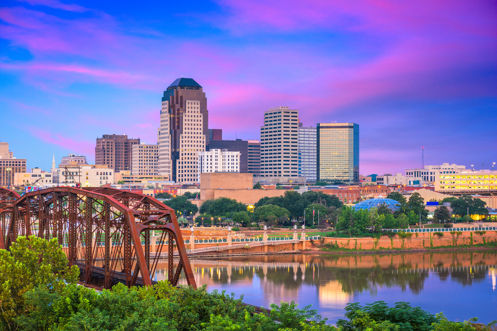 The skyline of Shreveport, Louisiana