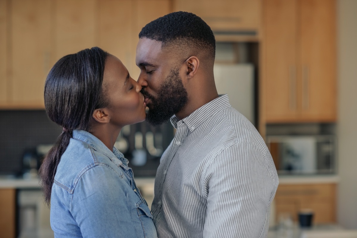 Man and woman kissing