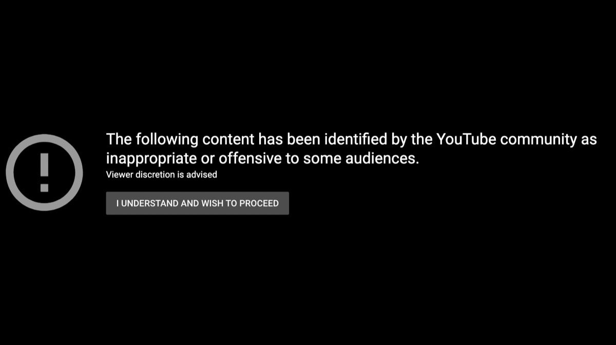 youtube disclaimer on black screen