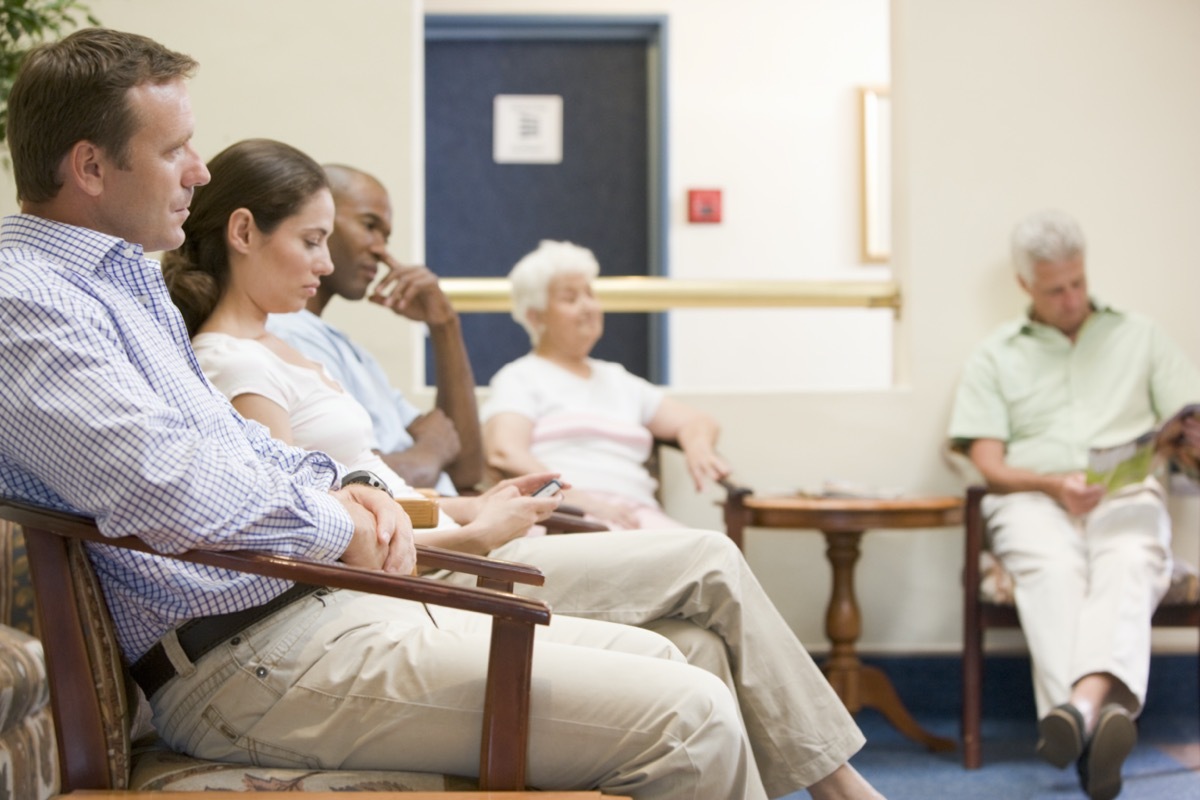 Five people waiting in waiting room