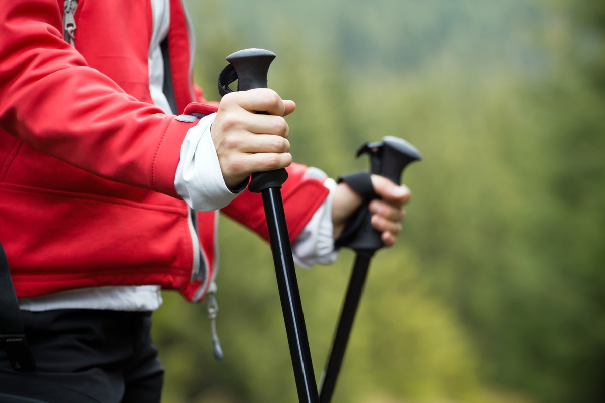 Nordic Walking in Autumn mountains