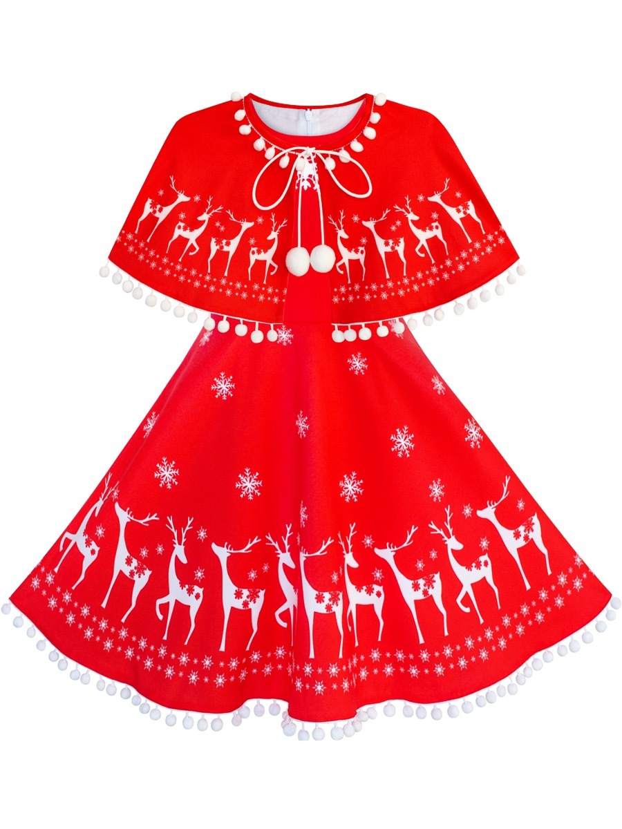 red and white christmas cloak dress