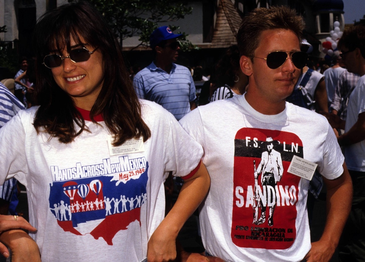 demi moore and emilio estevez at hands across america