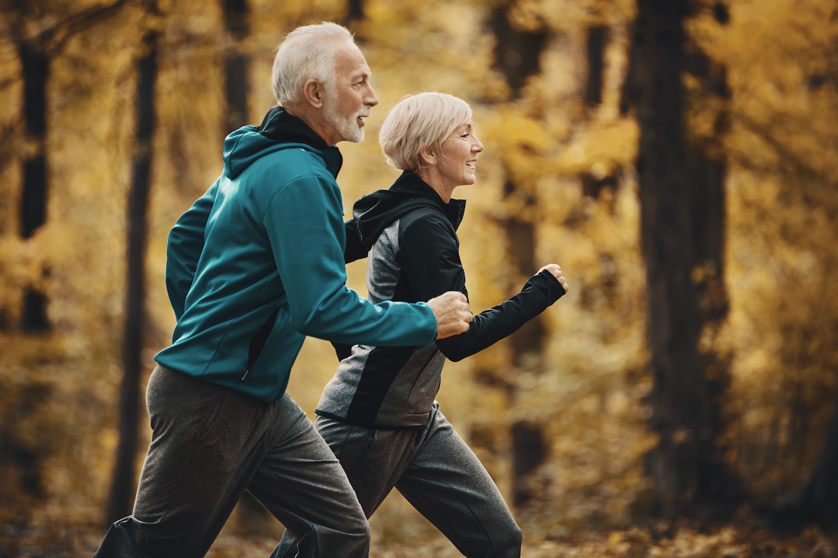 senior couple jogging