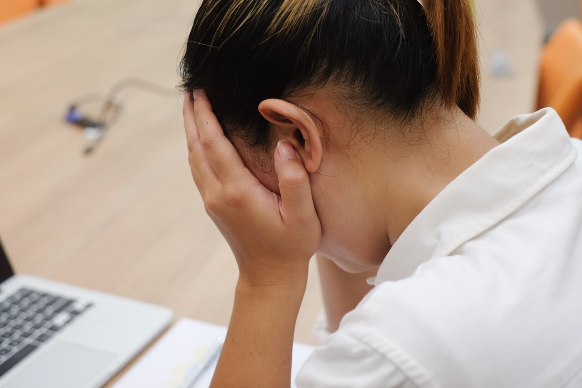 asian woman stress with work job