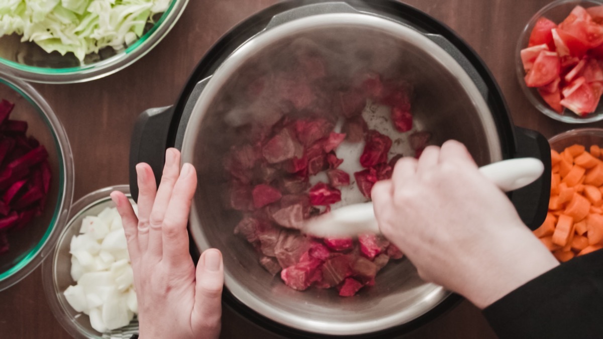 making soup in pressure cooker