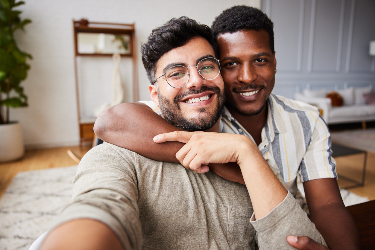 young gay couple in love