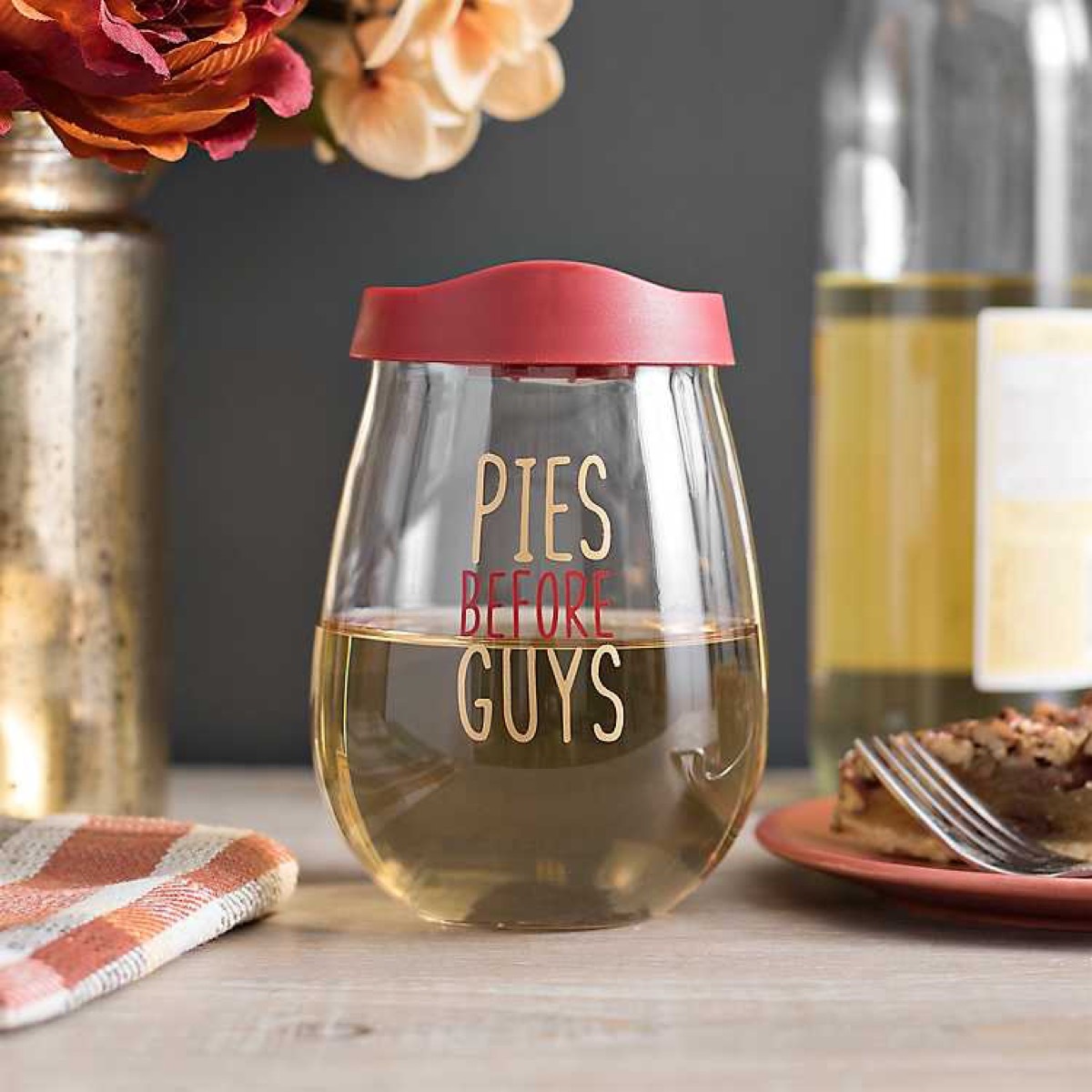 stemless wine glass with 