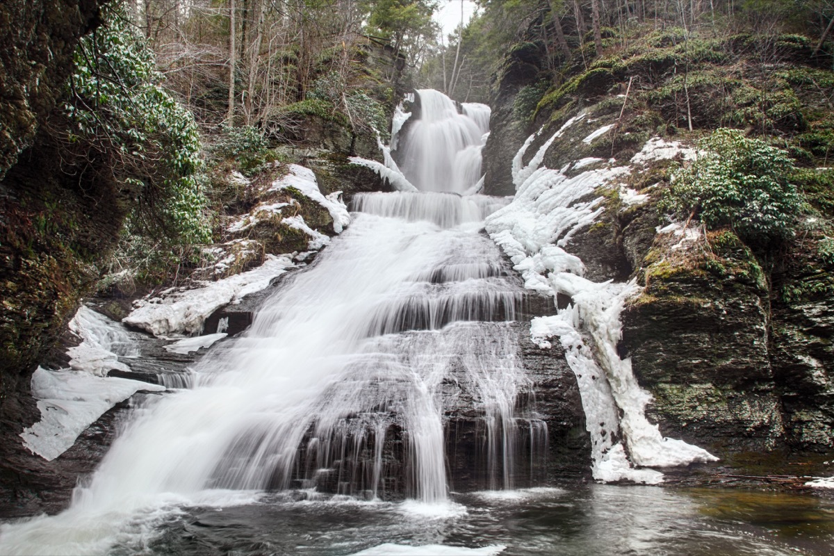 Frozen waterfall in Pennsylvania near Delaware