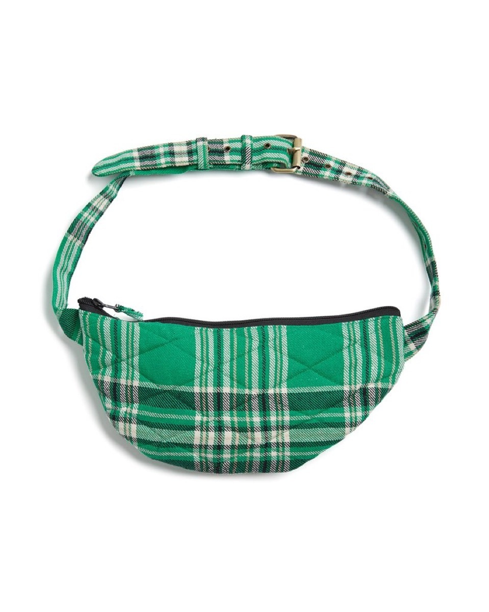 green plaid fanny pack