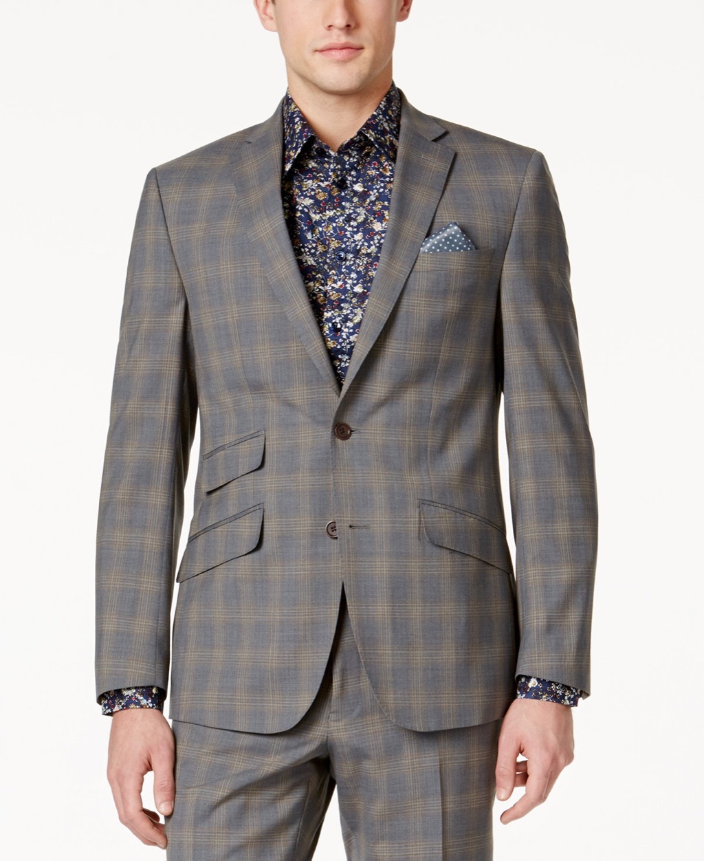 tallia orange gray brown plaid suit