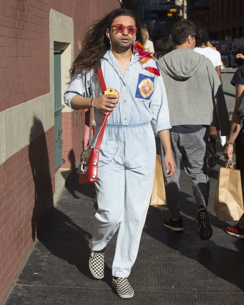 Man wearing romphim worst modern style trends