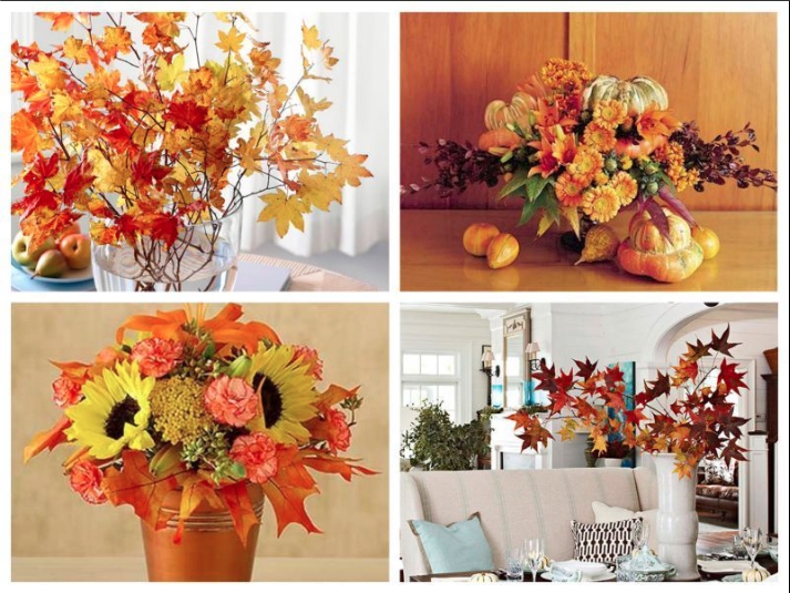 3. Autumnal flower and leaf arrangements